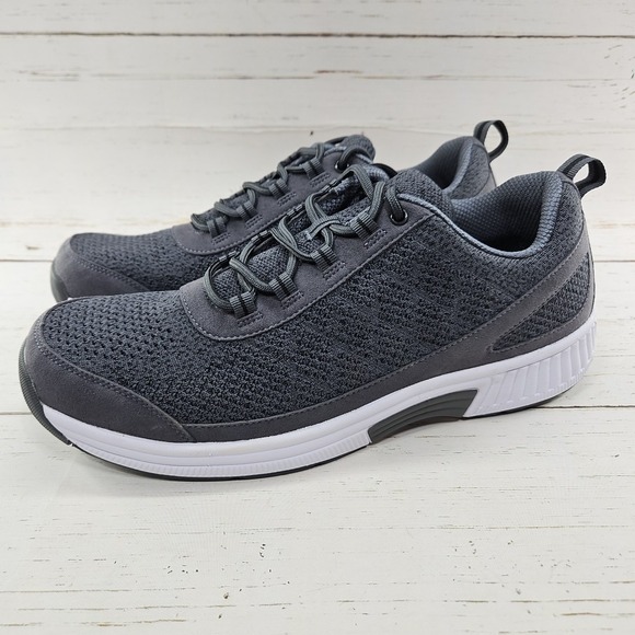 Orthofeet Lava Mens‎ 13 D Gray Orthotic Stretch Knit Walking Shoes Sneakers 614